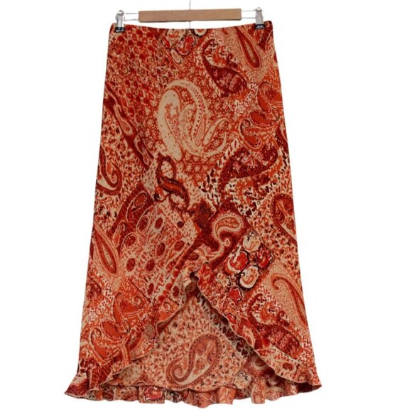 Vintage 90s Y2K Skirt Size Medium Fashion Bug Polyester Boho Flowy Grunge Ruffle - Picture 1 of 12